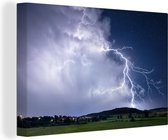 Canvas Schilderij De blikseminslag tijdens een storm - 30x20 cm - Wanddecoratie