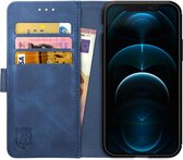 Rosso Element Book Case Wallet Hoesje Geschikt voor Apple iPhone 12 Pro Max | Portemonnee | 3 Pasjes | Magneetsluiting | Stand Functie | Blauw