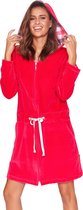 Doctor Nap Badjas Dames Velours | Kamerjas met Rits Dames | Hot Pink SWO.1008 M