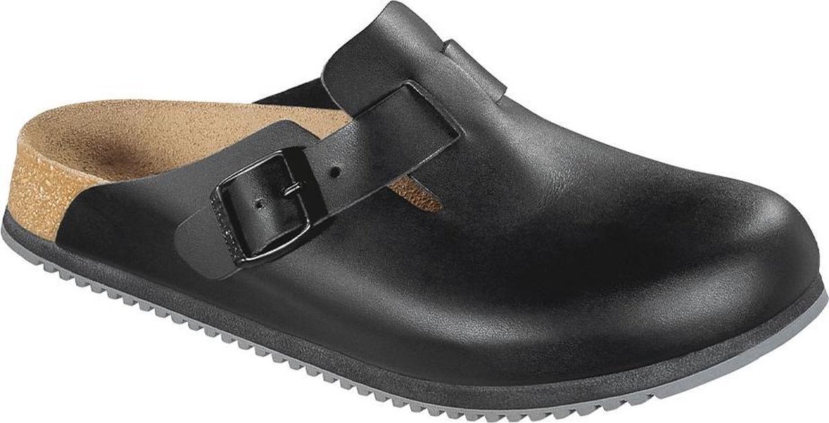 Birkenstock Boston professional SL Leer Supergrip Narrow-fit Zwart