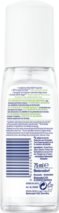 NIVEA Naturally Good Bio Aloe Vera Deodorant Spray - 6 x 75 ml - Voordeelverpakking - NIVEA