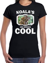 Dieren koalaberen t-shirt zwart dames - koalas are serious cool shirt - cadeau t-shirt koala/ koalaberen liefhebber XS