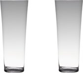 Set van 2x stuks transparante home-basics conische vaas/vazen van glas 40 x 16.5 cm - Bloemen/takken/boeketten vaas voor binnen gebruik