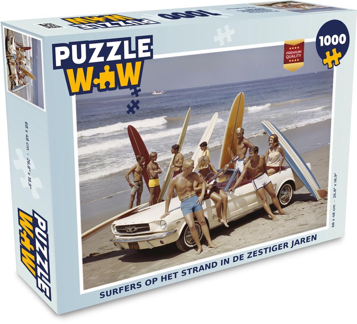 Afbeelding van product Puzzel 1000 stukjes volwassenen Vintage Living 1000 stukjes - Surfers op het strand in de zestiger jaren - PuzzleWow heeft +100000 puzzels