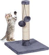 Relaxdays krabpaal klein - krabmeubel voor katten - kattenpaal - sisal krabstam - 43 cm - grijs