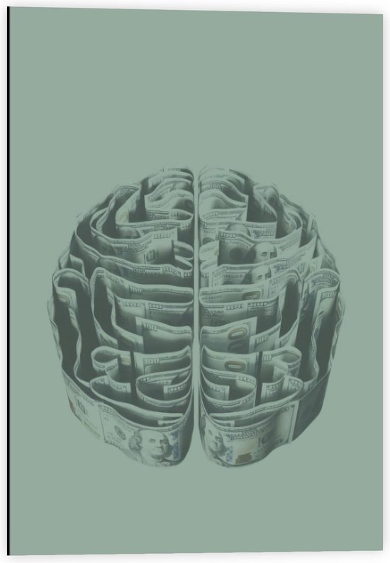 Dibond - Hersenen van Geld - 40x60cm Foto op Aluminium (Met Ophangsysteem)