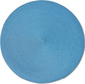8x Ronde placemats turquoise geweven 38 cm - Tafeldecoratie - Borden onderleggers van kunststof