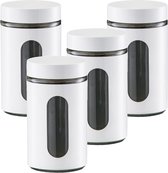 4x Witte voorraadblikken/potten met venster 900 ml - Keukenbenodigdheden - Bewaarpotten/voorraadpotten - Voedsel bewaren