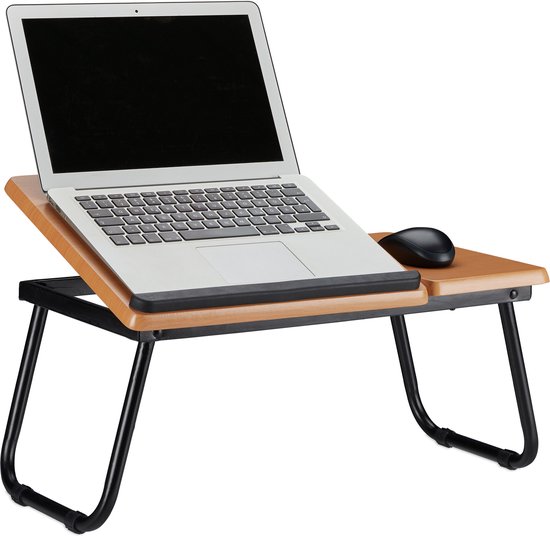 Relaxdays laptopstandaard hout - hoek instelbaar - laptoptafel -  ergonomisch - bank - bed | bol.com