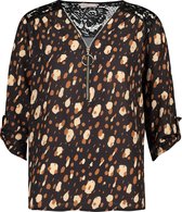 Cassis - Female - Blouse met een luipaardprint en kant  - Caramel