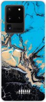 Samsung Galaxy S20 Ultra Hoesje Transparant TPU Case - Blue meets Dark Marble #ffffff