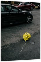 Dibond - Neergestorte Gele Ballon - 100x150cm Foto op Aluminium (Met Ophangsysteem)