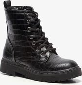 Claudia Ghizzani meisjes croco veterboots - Zwart - Maat 33