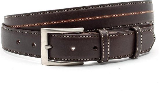 JV Belts Bruine heren riem - heren riem - 3 cm breed - Bruin - Echt Leer - Taille: 115cm - Totale lengte riem: 130cm
