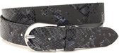 Thimbly Belts Dames riem kroko look zwart/grijs - dames riem - 3.5 cm breed - Zwart - Echt Leer - Taille: 95cm - Totale lengte riem: 110cm