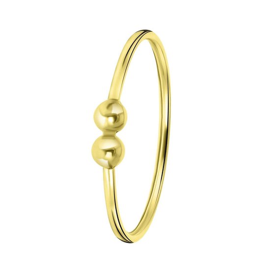 Lucardi Ringen - 14 karaat geelgouden ring met 2 balletjes