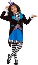 Smiffy's - Mad Hatter Kostuum - Kleine Miss Hatter Uit Wonderland - Meisje - Blauw, Zwart - Medium - Carnavalskleding - Verkleedkleding
