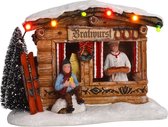 LuVille Kerstdorp Miniatuur Braadworst Marktkraam - L13,5 x B10,5 x H9,5 cm
