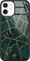 iPhone 12 mini hoesje glass - Abstract groen | Apple iPhone 12 Mini case | Hardcase backcover zwart