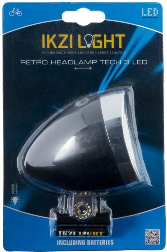 Dresco Classic LED Koplamp - Batterij - Zwart