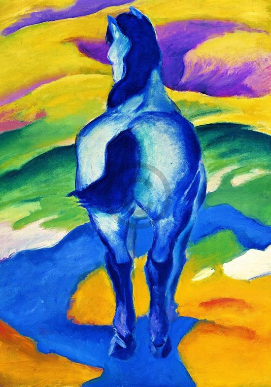 Kunstdruk Franz Marc - Blaues Pferd II 70x100cm