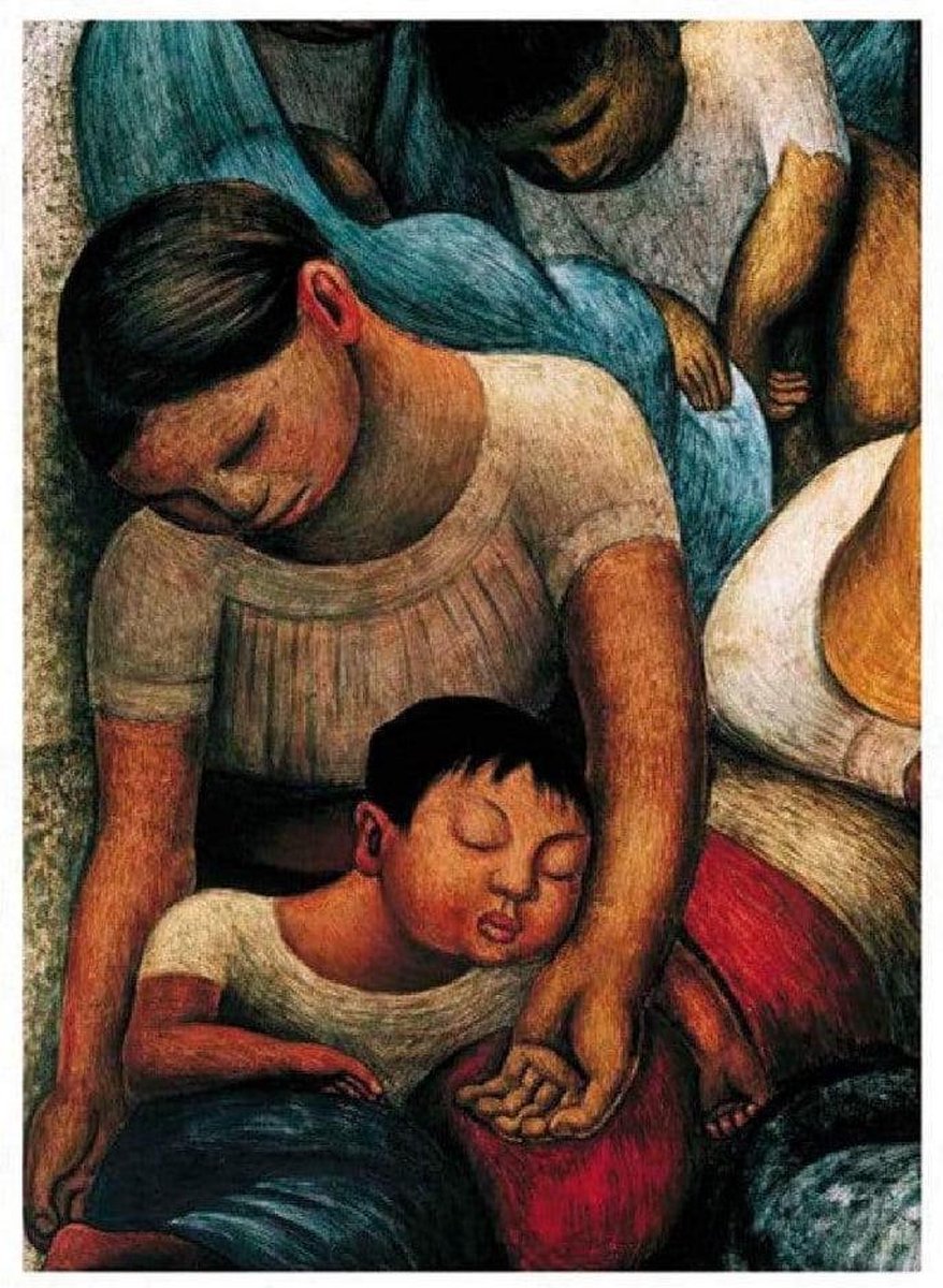 PGM Kunstdruk Diego Rivera - La Noche de Los Pobres 60x80cm Divers