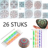 Mandala Dotting Starter Set - 26 delig - Sjablonen Hobby Volwassenen - Dotting Tools - Dot Painting - Stenen stippen