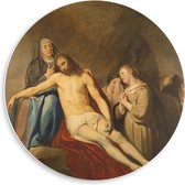 Forex Wandcirkel - Oude meesters - De bewening van Christus, Pieter Fransz. de Grebber - 50x50cm Foto op Wandcirkel (met ophangsysteem)