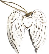Handgemaakte kleine dubbele engelvleugel en hart - 15 cm
