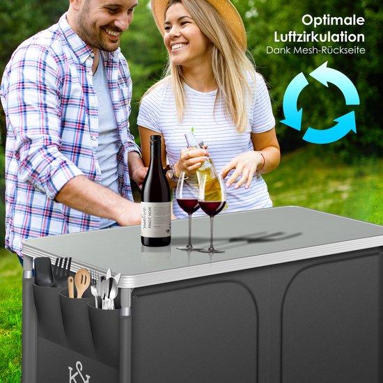 KESSER® Campingkeuken Opvouwbaar - Campingkast inclusief Opbergtas - Kampeerkeuken Kampeerkast Camping Keuken - Grijs / Typ F6 — afbeelding 4