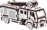 Mr. Playwood Fire Truck - 3D houten puzzel - Bouwpakket hout - DIY - Knutselen - Miniatuur - 86 onderdelen