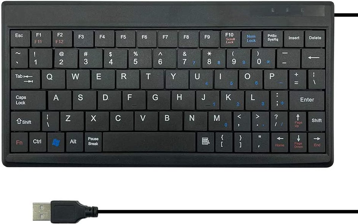 Beroli - CUQI - USB mini-toetsenbord - Mini Keyboard Gaming - Toetsenbord Gaming - Met Verlichting - USB-interface voor TV Box - Windows PC - Raspberry Pi - Windows 10/8/7 - Zwart