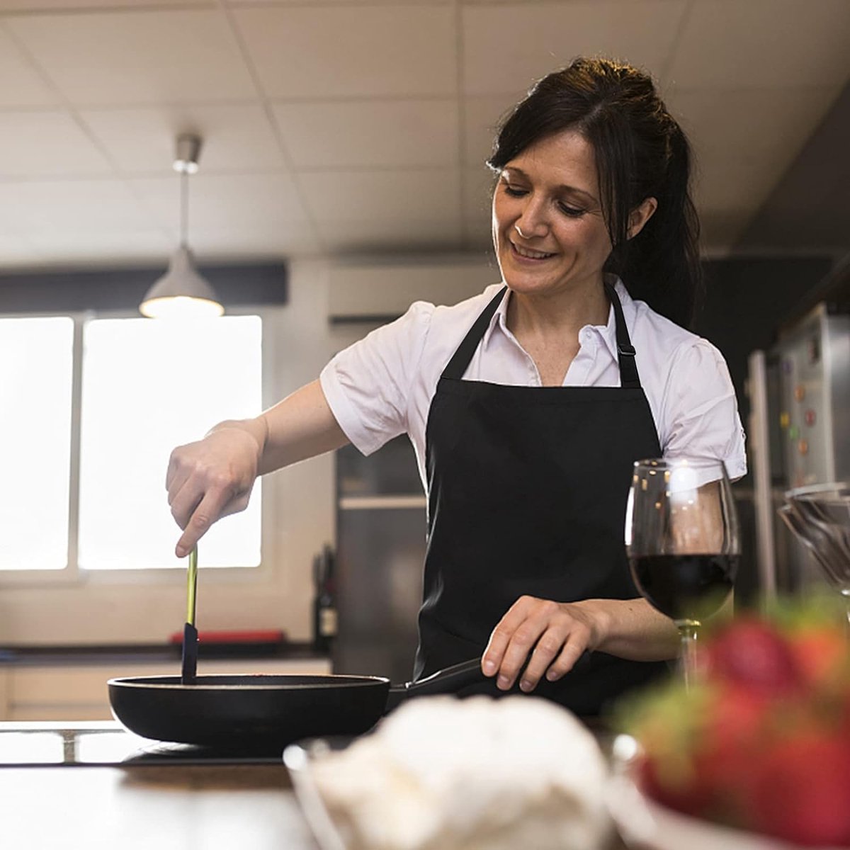 Chef-kok keukenschorten, bloemenschorten voor vrouwen verstelbare schort met zak kookschort waterdichte schort voor koken koken tuinieren