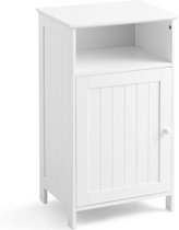Badkamerkast, badkamerkast met deur en verstelbare plank, vrijstaande badkamerkast, opbergkast wit, 40 x 30 x 70 cm