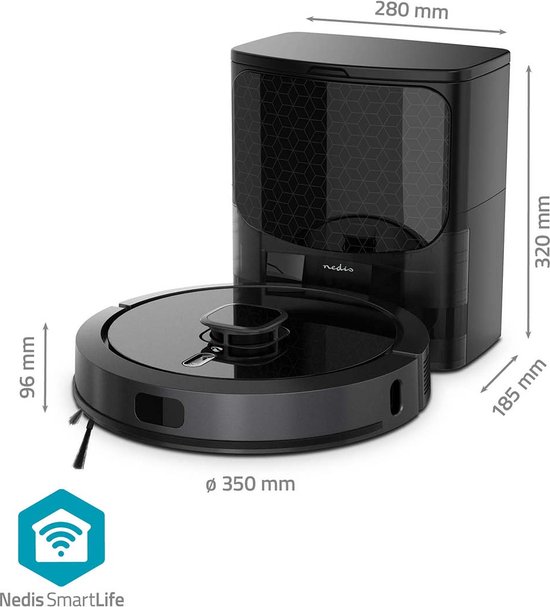 Aspirateur robot SmartLife - Navigation laser - Wi-Fi - Capacité du réservoir : 0,6 l - Chargement automatique - Durée de fonctionnement maximale : 240 min - Zwart - Android / IOS
