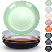 Plastic bordenset van 8, dinerborden 24 cm, onbreekbaar herbruikbaar servies voor alle doeleinden en alle leeftijden, magnetronbestendig, BPA-vrij, vaatwasmachinebestendig (mutile kleur)