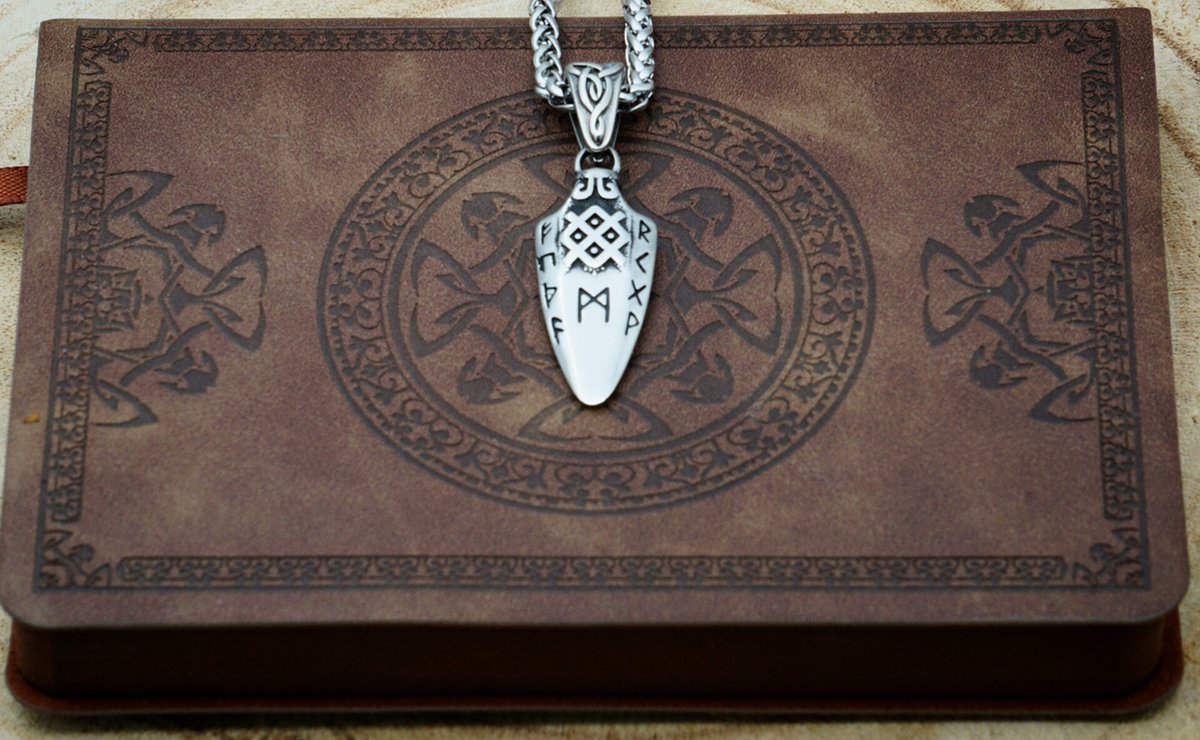 [Two Ravens] Odins Speer Ketting - Viking Ketting - Gungnir Hanger met Gjallarhorn, Runen en Gungnir Symbool - De Speer van Odin Hanger - Viking Sieraden - Noorse Mythologie - Asatru - Spiritueel