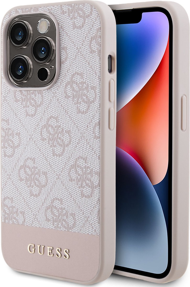 Guess iPhone 15 Pro Hardcase Backcover Magsafe – 4G Pu Bottom – Roze