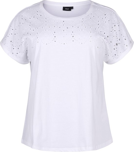 ZIZZI VSOFIA SS T-SHIRT Dames T-shirt - White - Maat L (50-52)