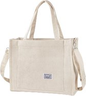 schoudertassen met ritssluiting, dikke en waterafstotende tas met trekkoord voor meisjes, meisjes, meisjes, casual boodschappentas voor reizen, daten, werk, enz, L-Beige, Retro