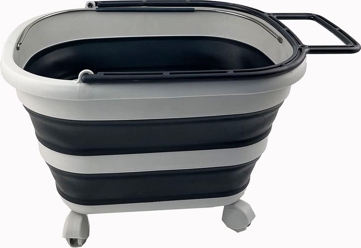 Goedkoopste 17 liter opvouwbare wasmand van kunststof met handvat en wielen, opvouwbare pop-up opbergcontainer/organizer met handvat en wielen, draagbare wasbak (grijs/leigrijs