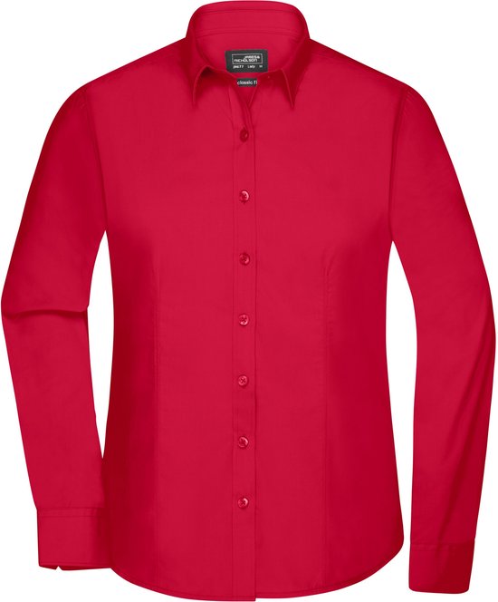 James and Nicholson Blouse Dames Met Lange Mouwen (Rood) Maat XL