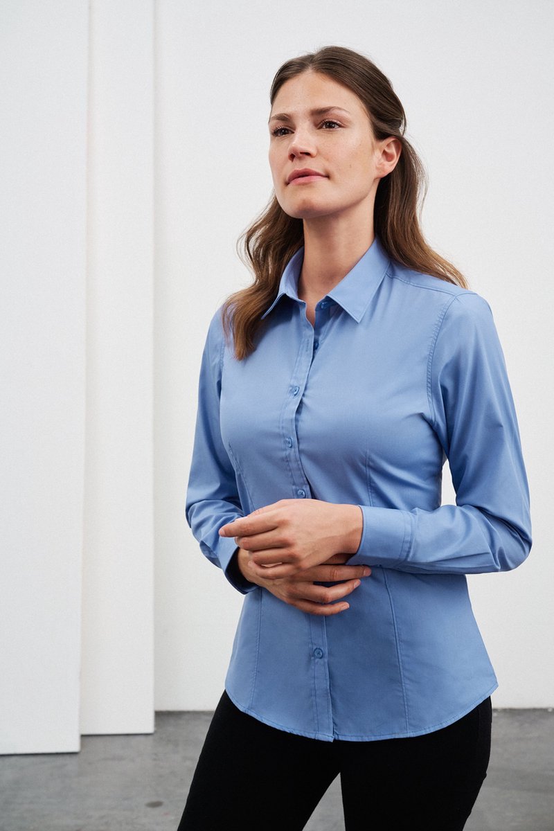 Daiber Blouse Dames Met Lange Mouwen (Licht Blauw) Maat XXL