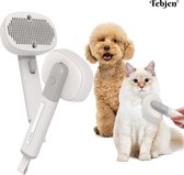 TEBJEN 4in1 Dierenborstel – Kattenborstel - Hondenkam – Kattenkam – Hondenborstel Multifunctionele Borstel - Laserpointer - Massagefunctie – UVA Lamp - Grijs
