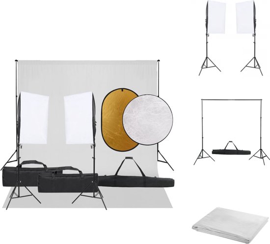 Foto: Vidaxl fotostudioset verlichtingsset 40x60 cm aluminium achtergrondsets 5 in 1 reflector draagtas vidaxl fotostudio set