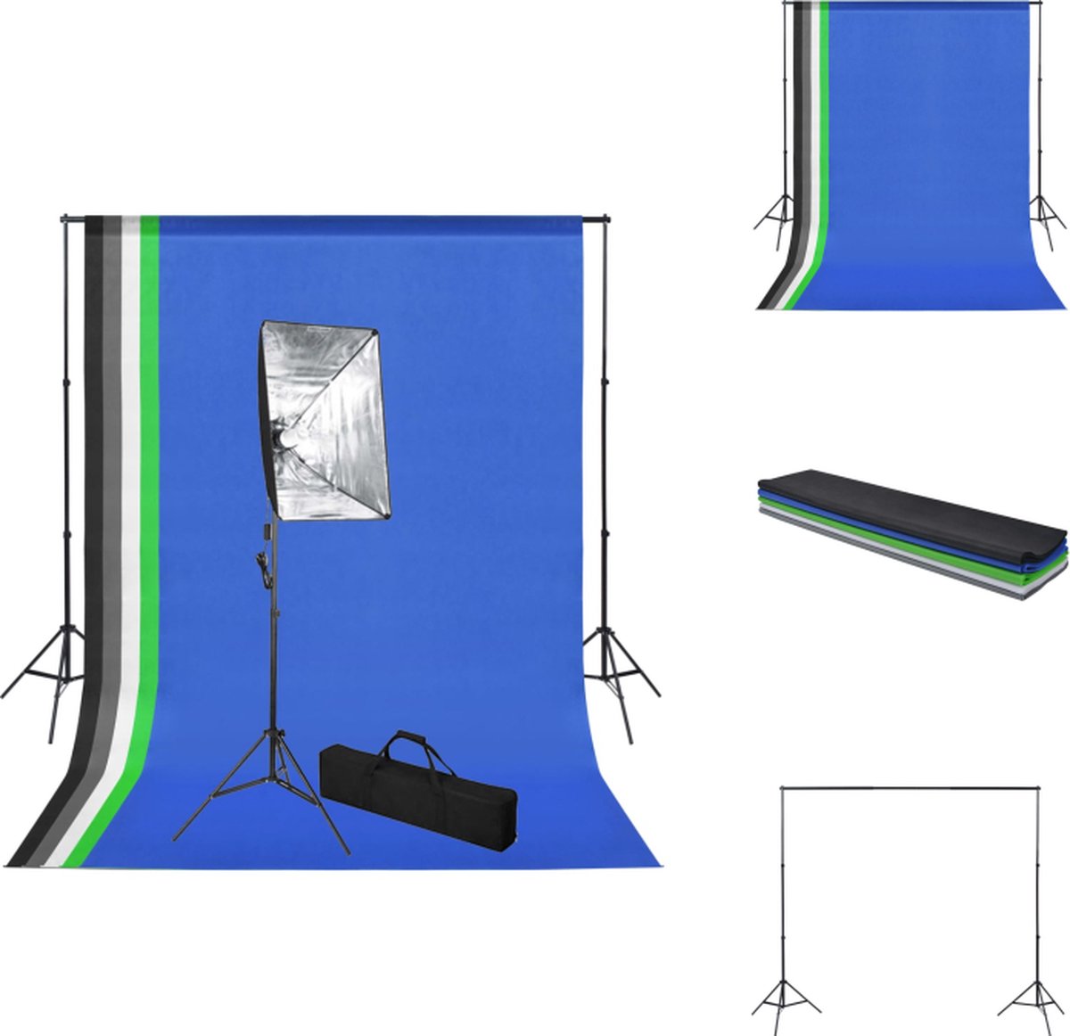 vidaXL Softbox Studio Lampenset - Achtergrondset 5x - 300cm - 24W Daglichtlamp - Fotostudio Set