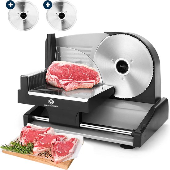Fleau Kitchen Professionele Vleessnijmachine - Inclusief 2x RVS Snijbladen -...