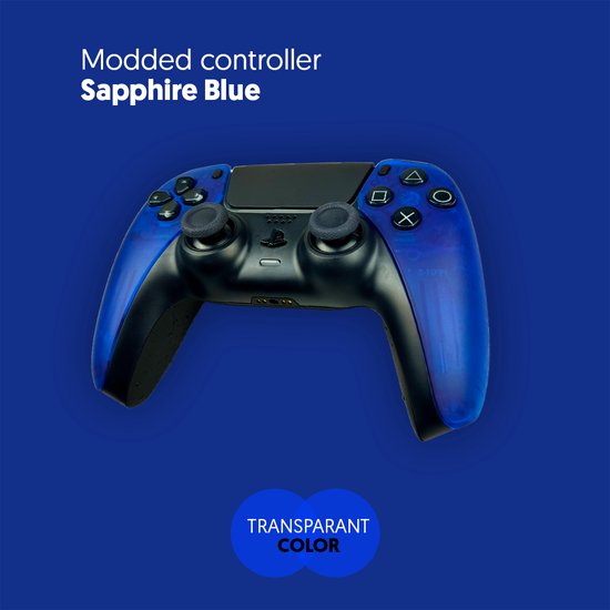 Playstation 5 controller - Sapphire Blue Modded Front & Backshell - Modded  Dualsense 