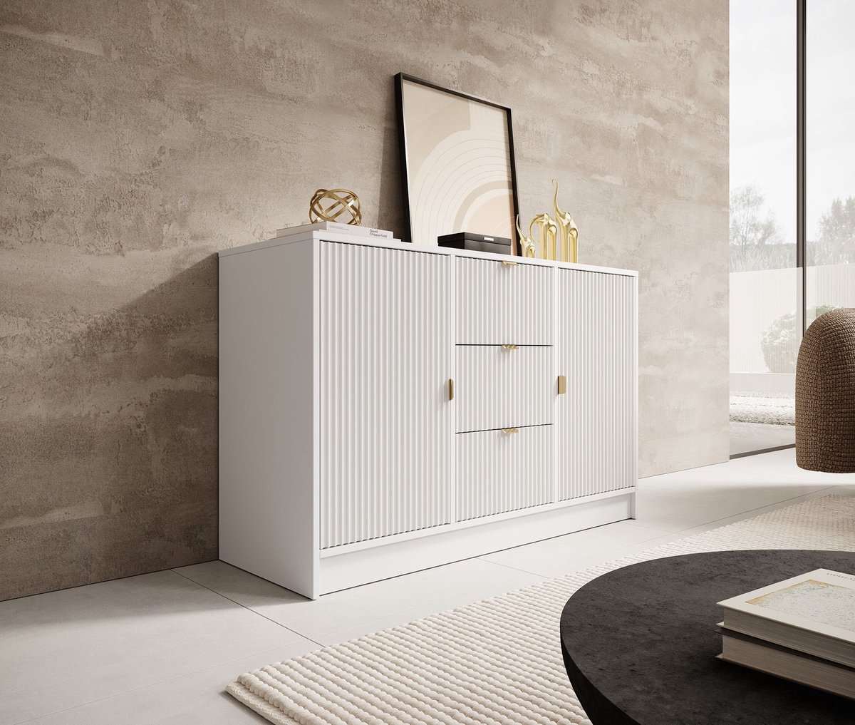 Meubella - Dressoir Tavares - Wit - 118 cm