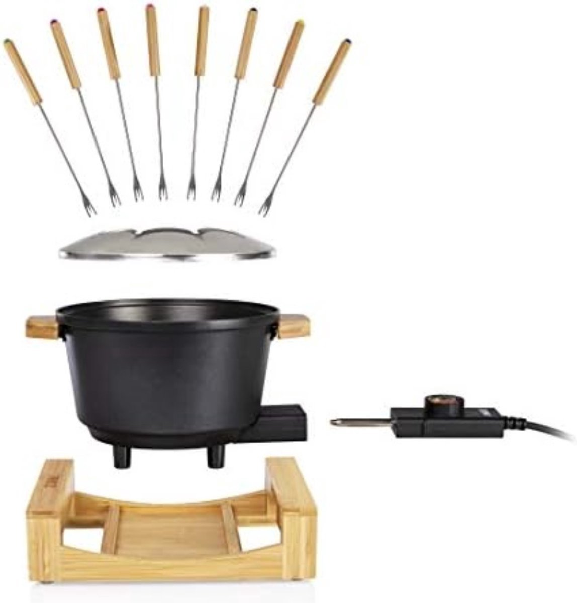 Kaasfondue Set - Kaasfondue Pan - Kaasfondue Pan Aardewerk - 1,5L - Zwart – foto 3